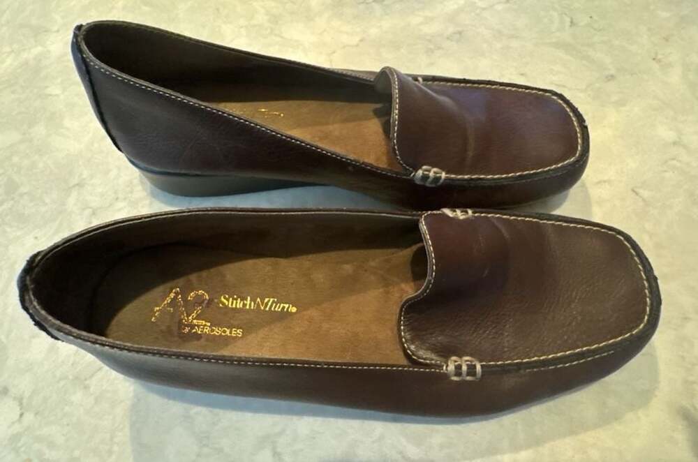 A2 by Aerosoles Women's Gondola Loafers, Brown Leather, Size 8.5M